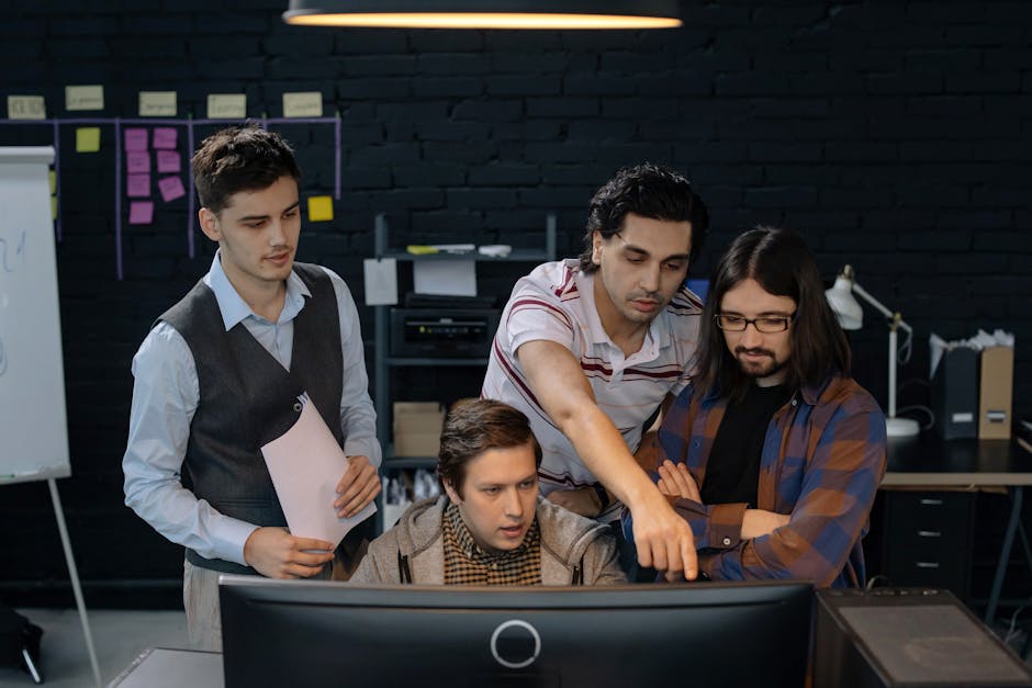 team collaborating on project management software