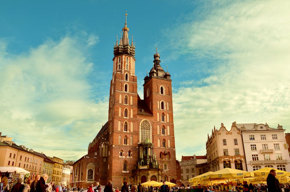 tourist looking at map in Krakow old town