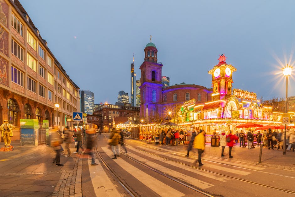 tourists enjoying street food in a bustling German market