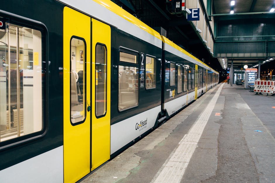 train station platform with a regional train