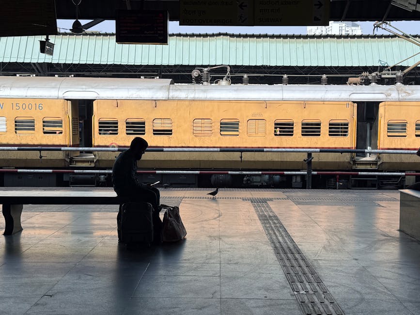 train station platform with luggage