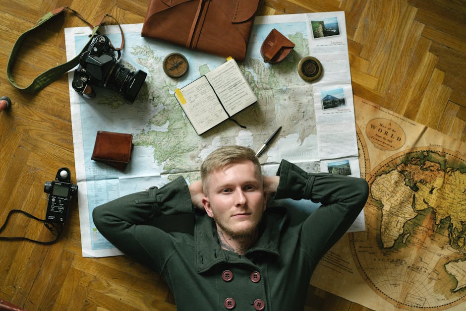 travel essentials laid out