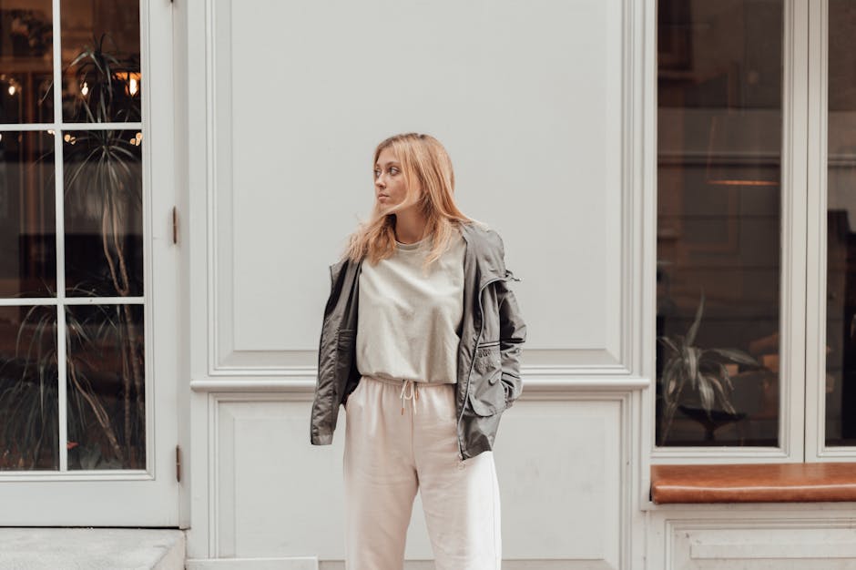 woman wearing neutral colors outfit