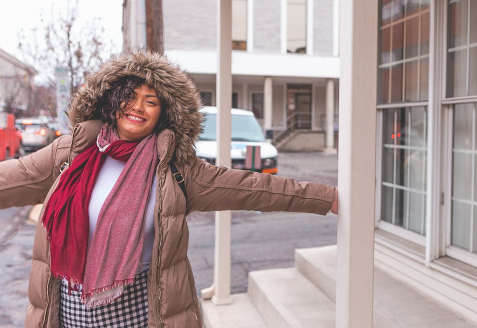 woman winter coat smiling