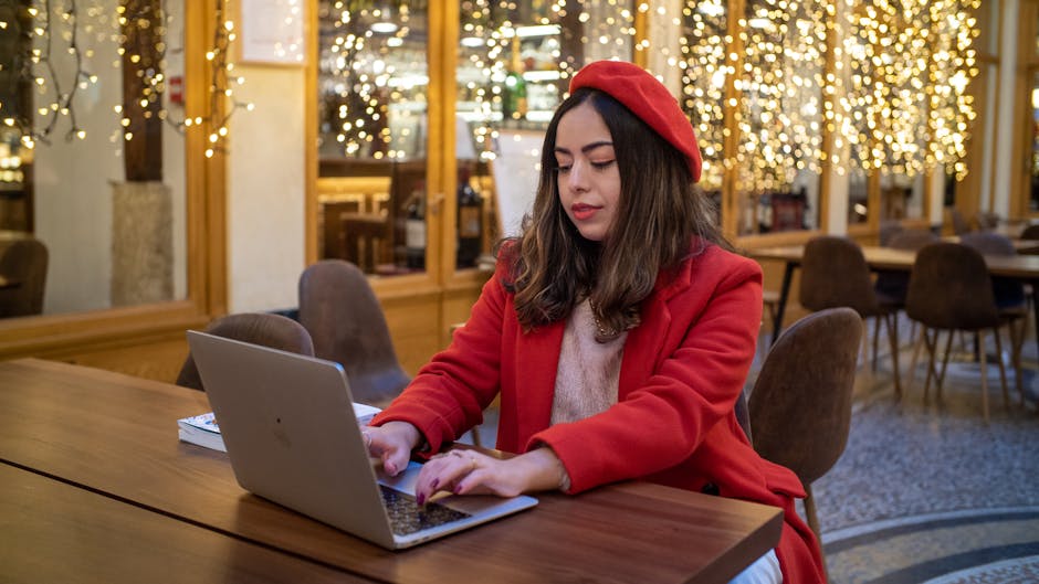 woman working laptop france