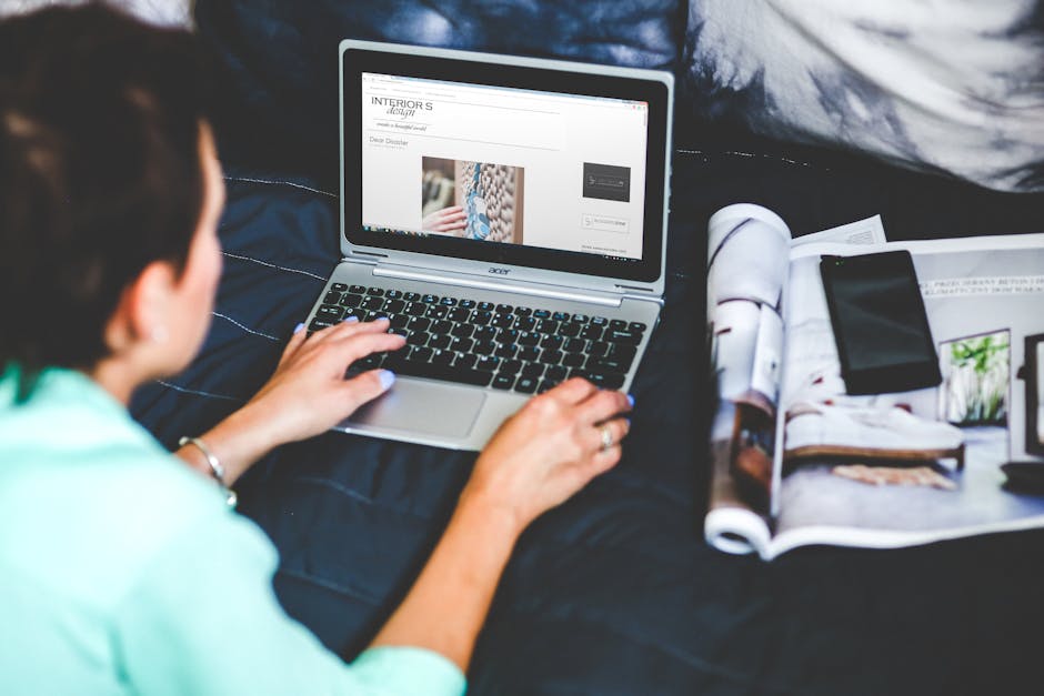 woman writing article