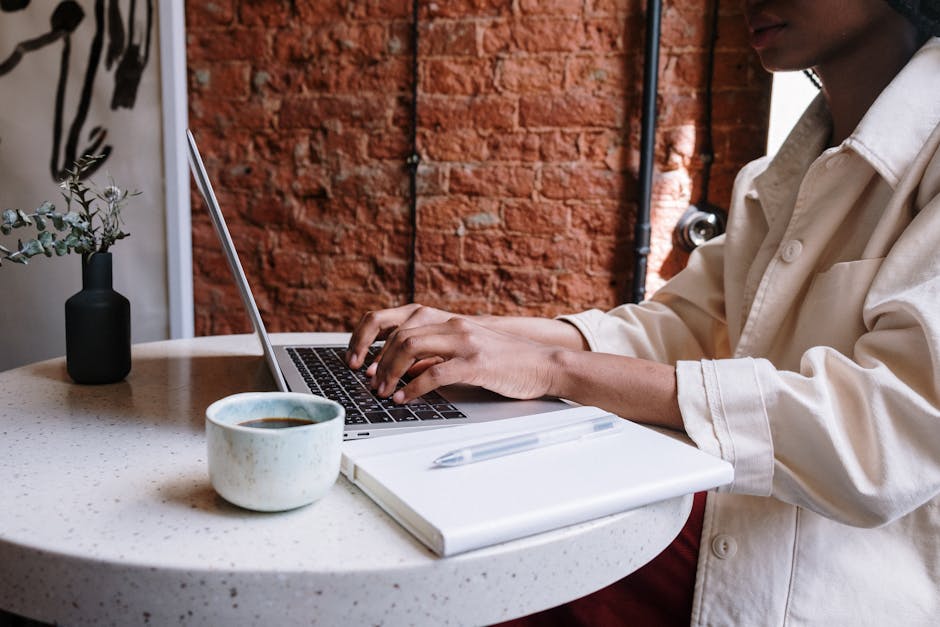 woman writing blog